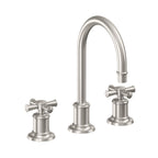 California Faucets Miramar Llave de Lavabo de 3 Orificios para Cubierta, con Dos Manerales - Manija de Cruz - Acero Inoxidable Ultra