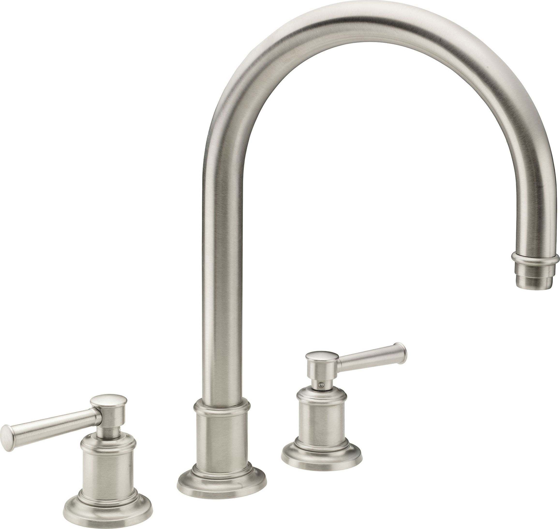 California Faucets Miramar Juego Completo para Tina Romana - Surtidor en Arco (Manija de Palanca) - Níquel Satinado