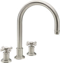 California Faucets Miramar Juego Completo para Tina Romana - Surtidor en Arco (Manija de Cruz) - Níquel Satinado