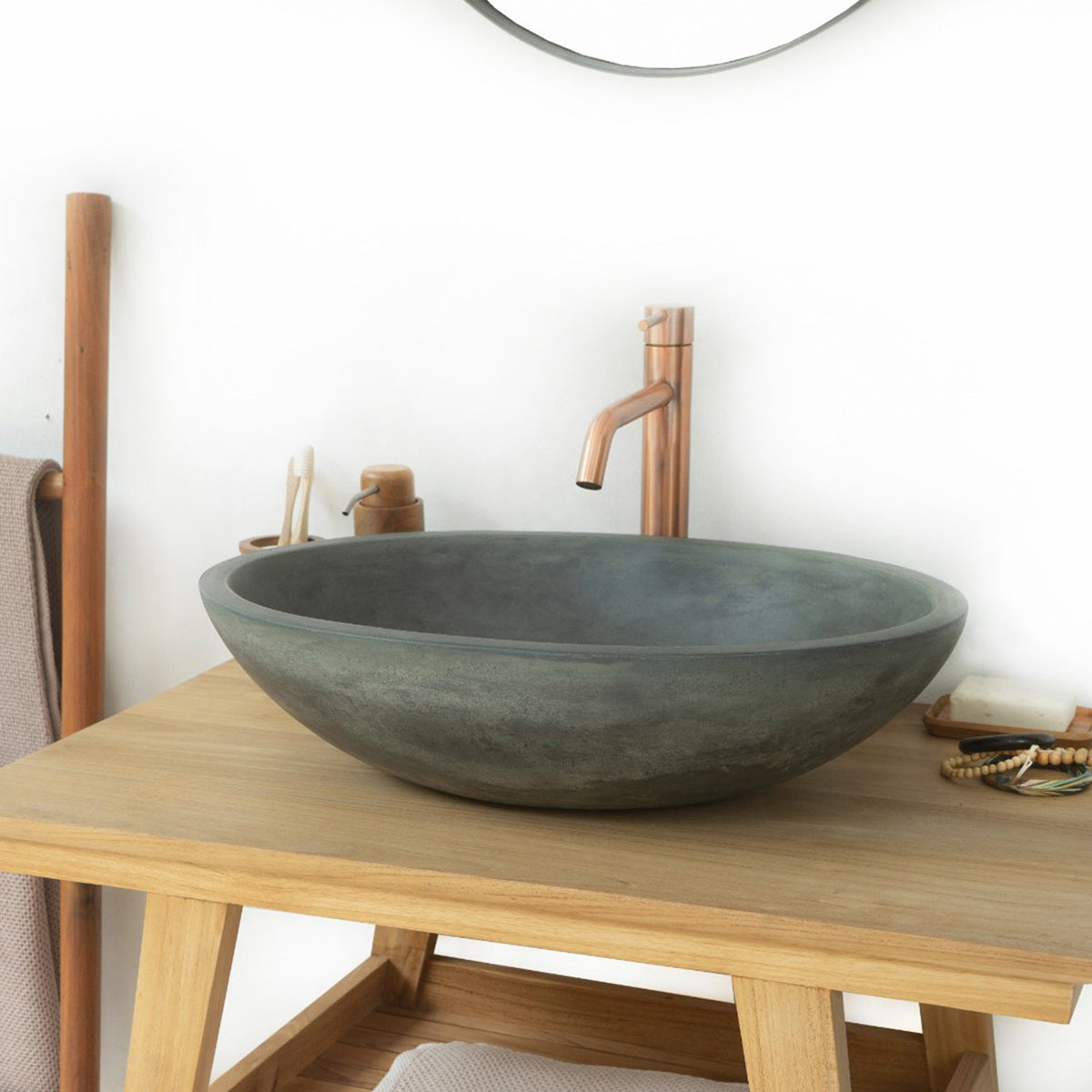 Barclay Caspar Grande — Lavabo de Sobreponer Oval de Concreto — imagen 3