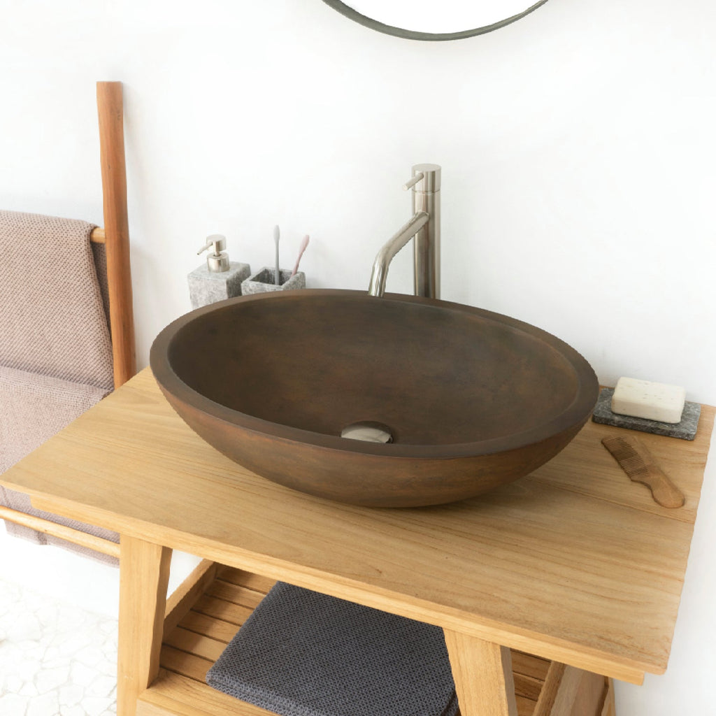 Barclay Caspar Grande — Lavabo de Sobreponer Oval de Concreto — imagen 6