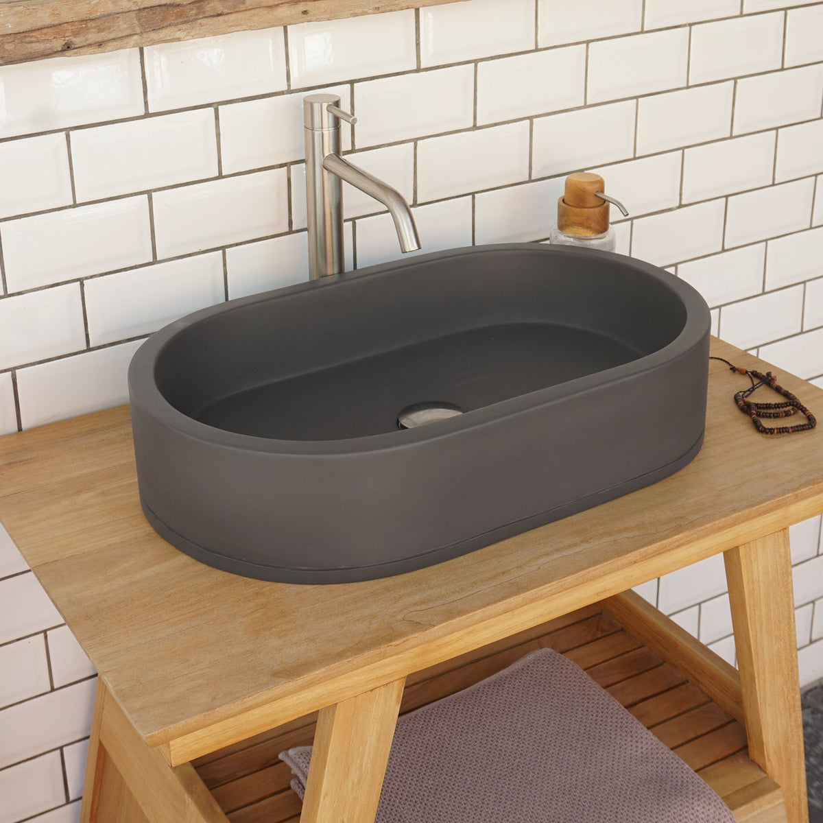 Barclay Uri — Lavabo de Sobreponer Oval de Concreto — imagen 2