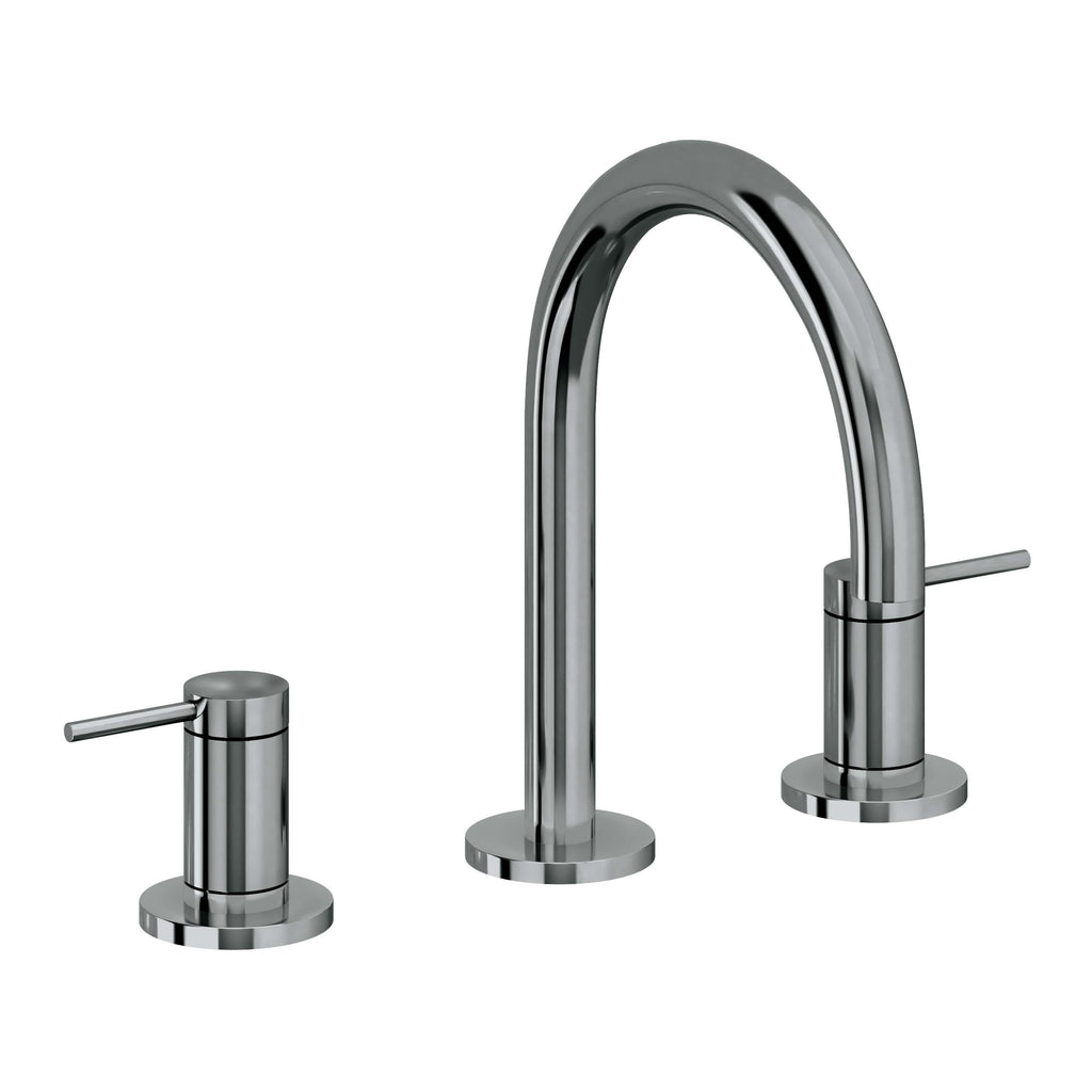 California Faucets D Street 8" Llave de Lavabo de 3 Orificios para Cubierta, con Dos Manerales - Palanca Redonda - Níquel Negro