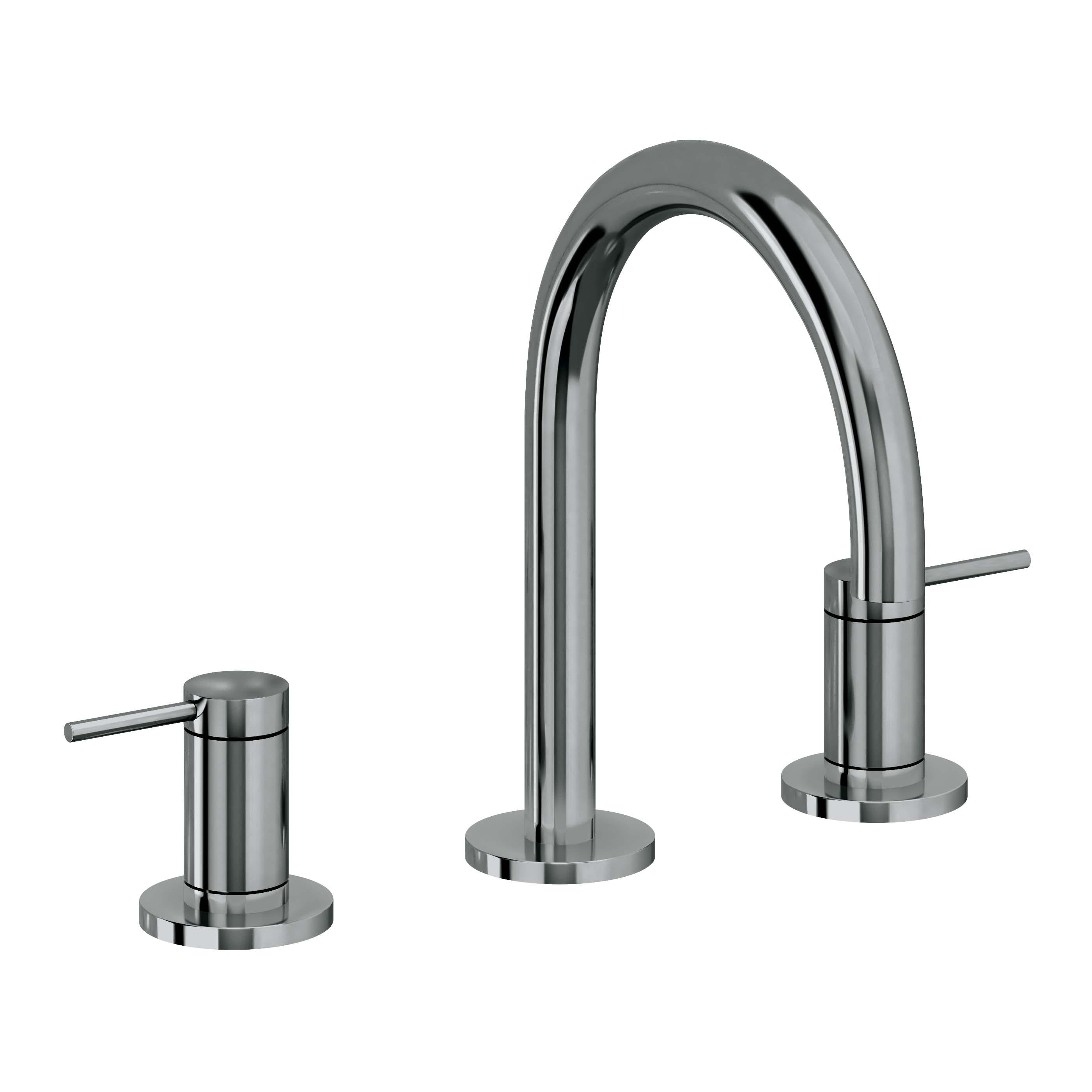 California Faucets D Street 8" Llave de Lavabo de 3 Orificios para Cubierta, con Dos Manerales - Palanca Redonda - Níquel Negro