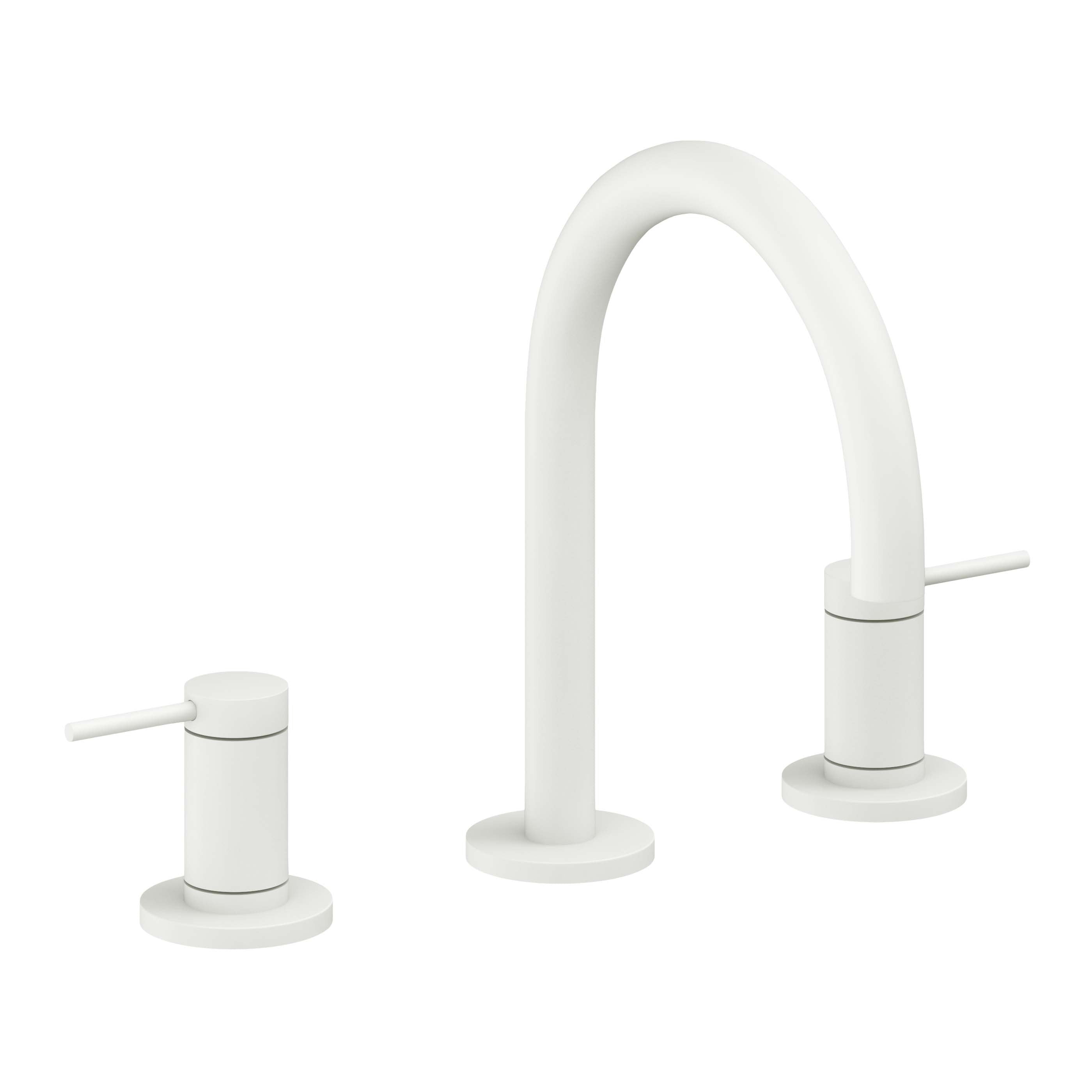 California Faucets D Street 8" Llave de Lavabo de 3 Orificios para Cubierta, con Dos Manerales - Palanca Redonda - Blanco Mate