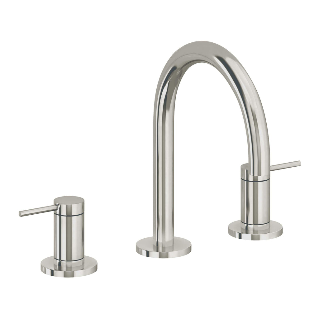 California Faucets D Street 8" Llave de Lavabo de 3 Orificios para Cubierta, con Dos Manerales - Palanca Redonda - Níquel Pulido