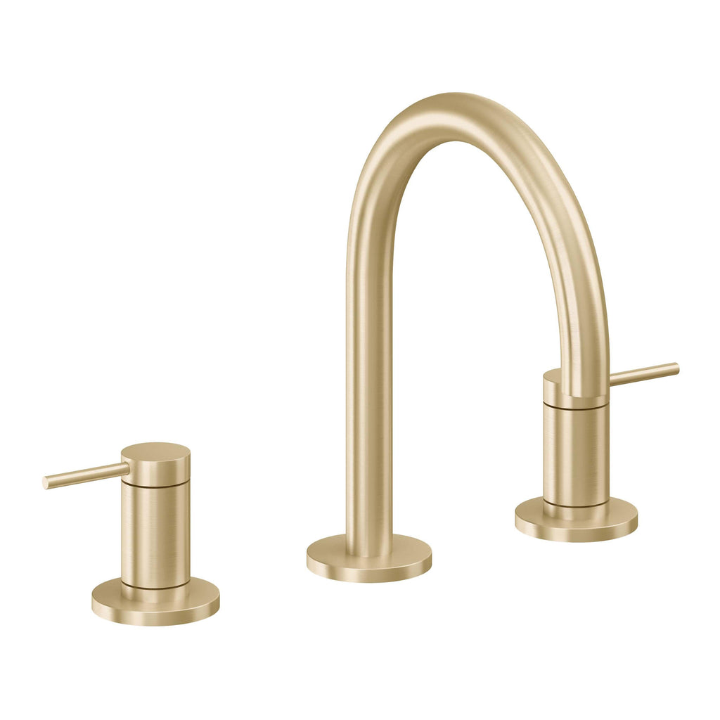 California Faucets D Street 8" Llave de Lavabo de 3 Orificios para Cubierta, con Dos Manerales - Palanca Redonda - Latón Satinado