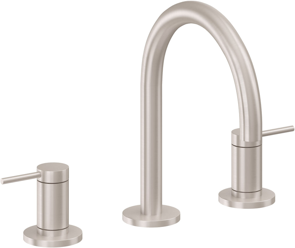 California Faucets D Street 8" Llave de Lavabo de 3 Orificios para Cubierta, con Dos Manerales - Palanca Redonda - Níquel Satinado