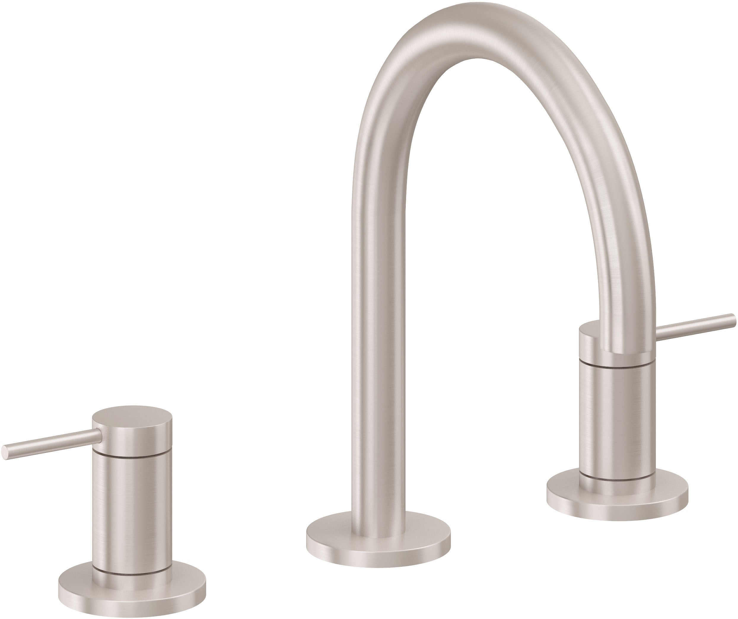 California Faucets D Street 8" Llave de Lavabo de 3 Orificios para Cubierta, con Dos Manerales - Palanca Redonda - Níquel Satinado