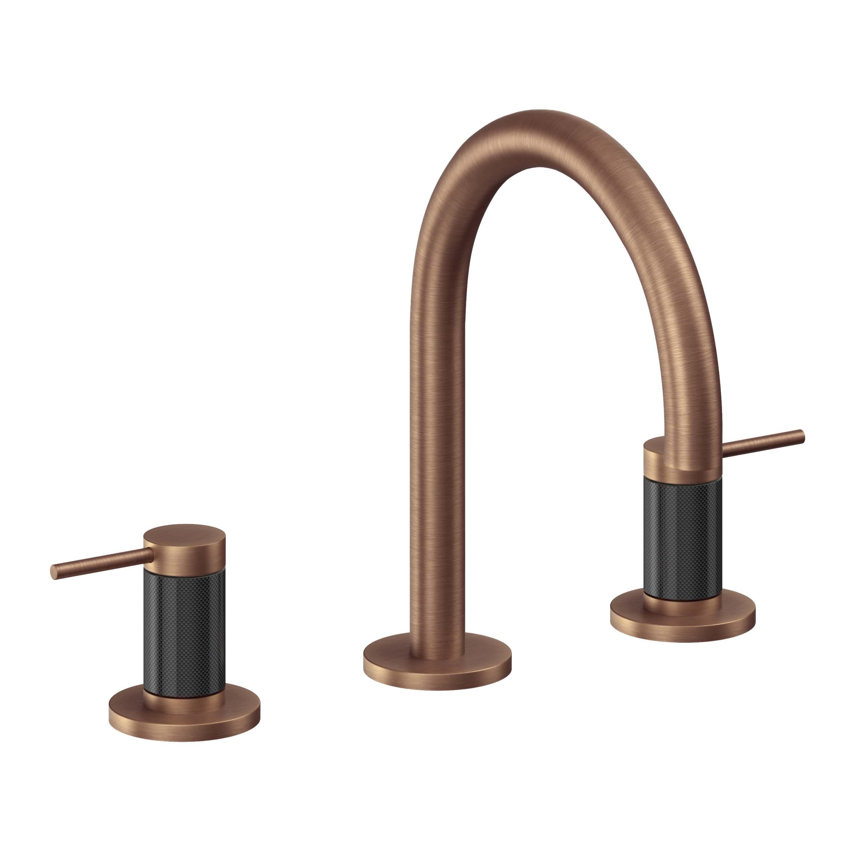 California Faucets D Street 8" Llave de Lavabo de 3 Orificios para Cubierta, con Dos Manerales - Palanca Redonda - Cobre Antiguo Mate