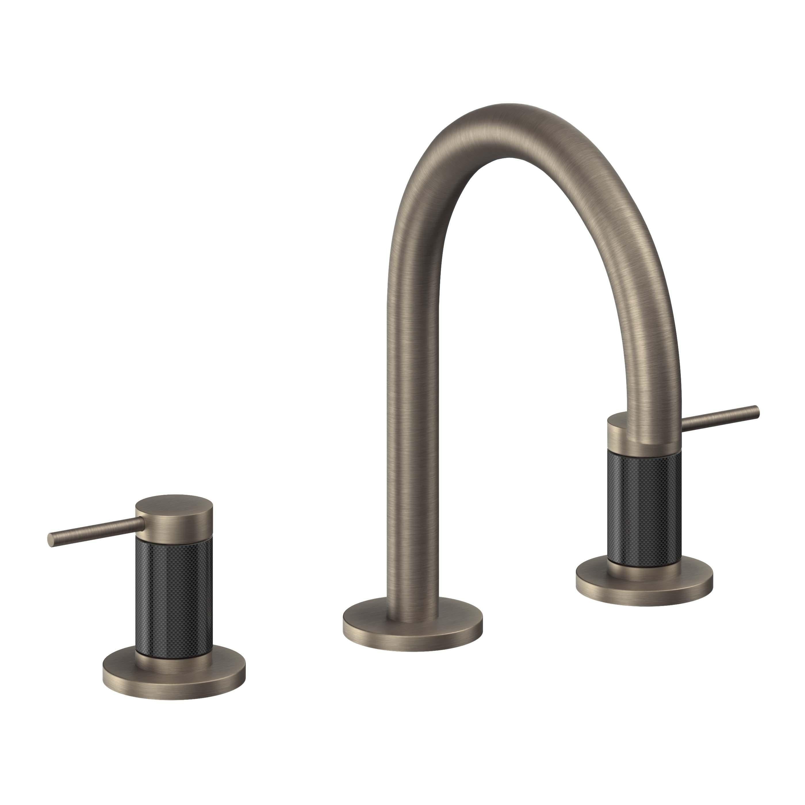 California Faucets D Street 8" Llave de Lavabo de 3 Orificios para Cubierta, con Dos Manerales - Palanca Redonda - Níquel Antiguo Mate