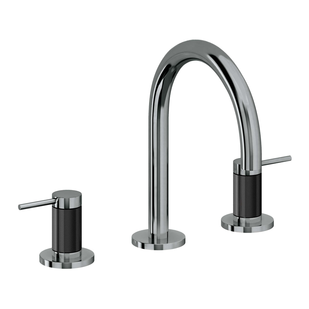 California Faucets D Street 8" Llave de Lavabo de 3 Orificios para Cubierta, con Dos Manerales - Palanca Redonda - Níquel Negro