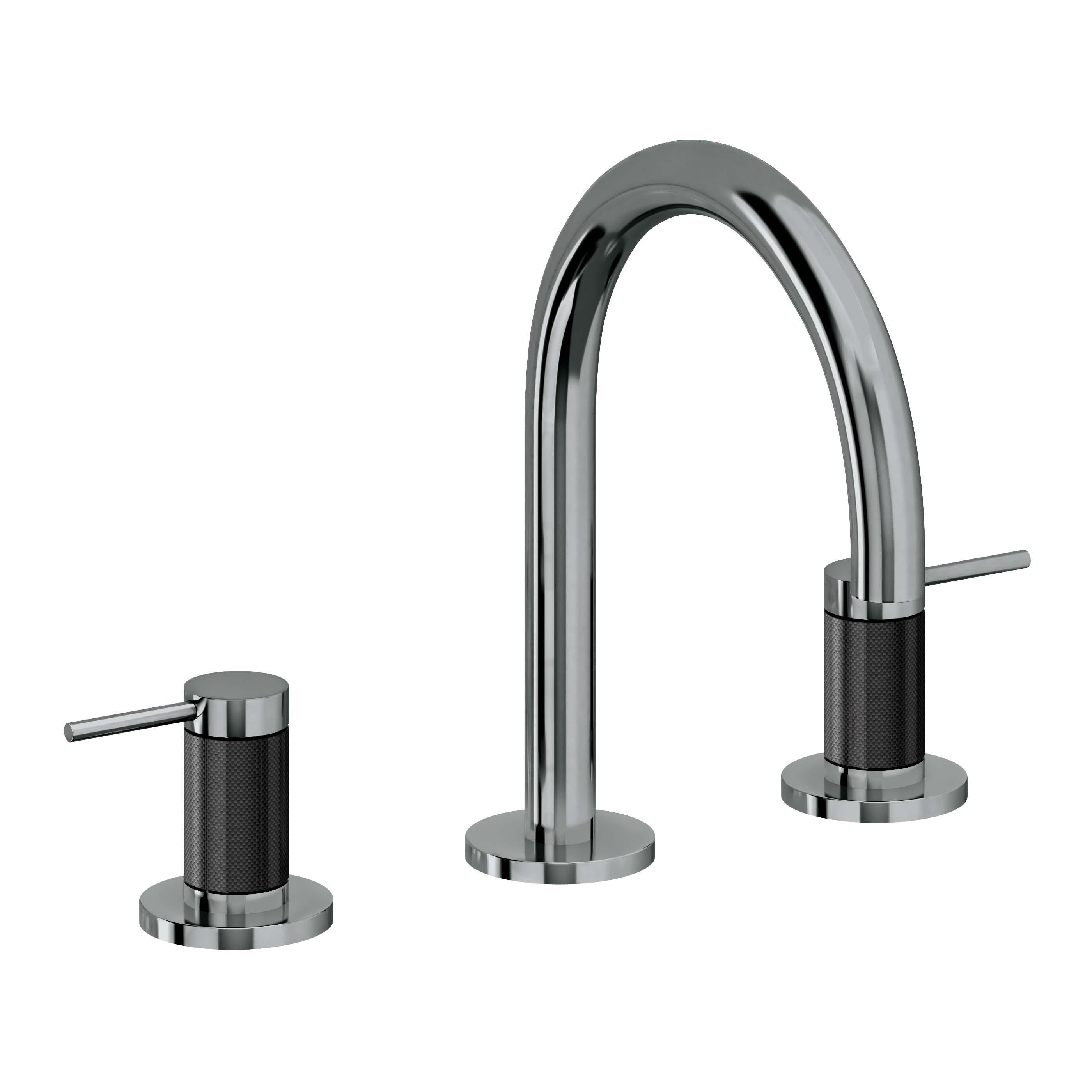 California Faucets D Street 8" Llave de Lavabo de 3 Orificios para Cubierta, con Dos Manerales - Palanca Redonda - Níquel Negro