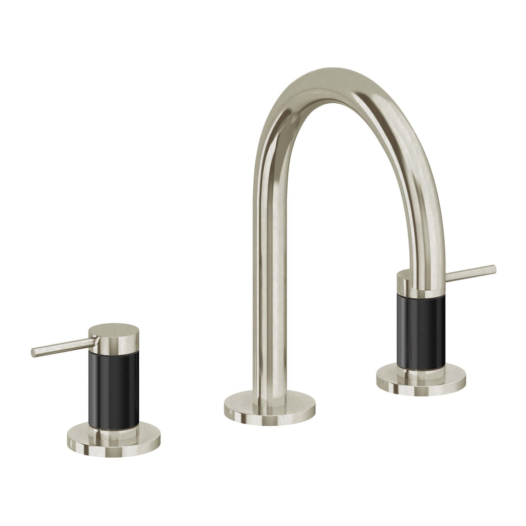 California Faucets D Street 8" Llave de Lavabo de 3 Orificios para Cubierta, con Dos Manerales - Palanca Redonda - Níquel Bruñido