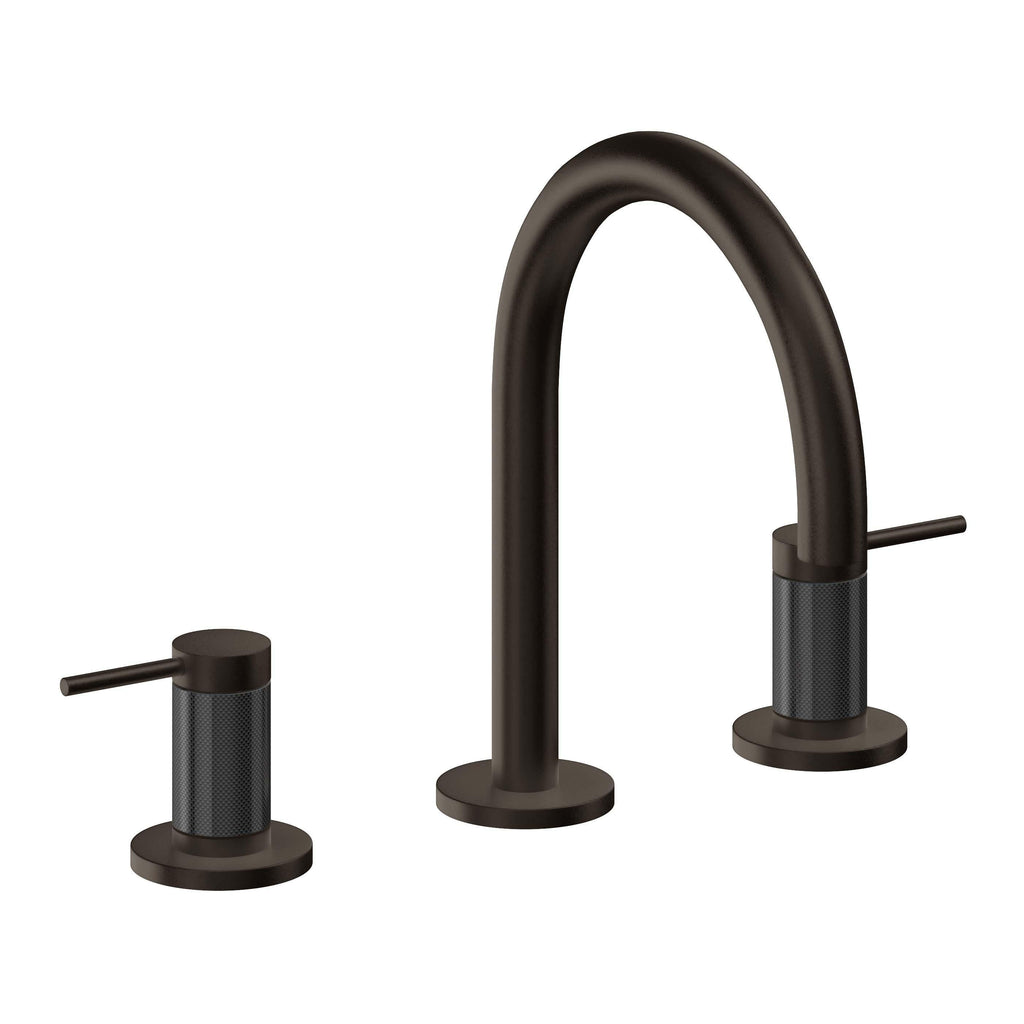 California Faucets D Street 8" Llave de Lavabo de 3 Orificios para Cubierta, con Dos Manerales - Palanca Redonda - Bronce Bella Terra