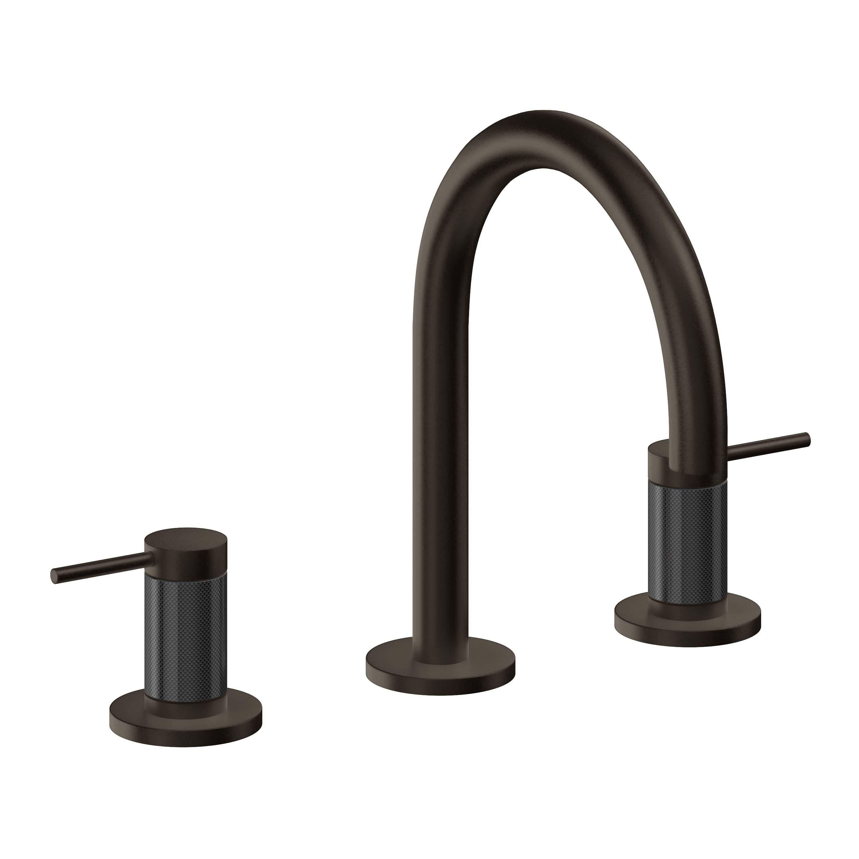 California Faucets D Street 8" Llave de Lavabo de 3 Orificios para Cubierta, con Dos Manerales - Palanca Redonda - Bronce Bella Terra
