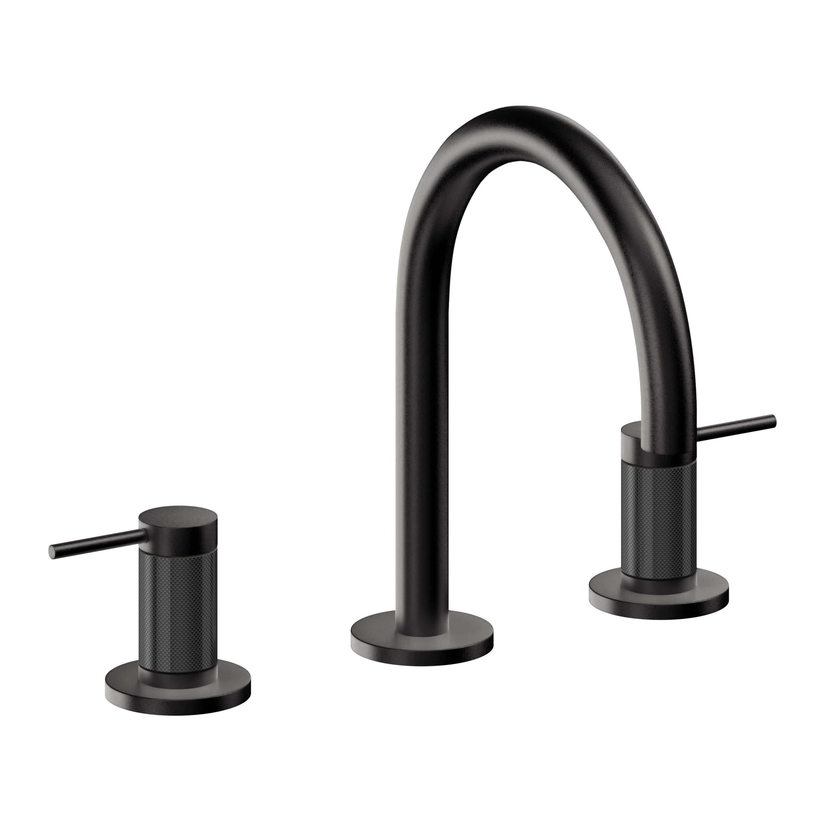 California Faucets D Street 8" Llave de Lavabo de 3 Orificios para Cubierta, con Dos Manerales - Palanca Redonda - Negro Mate
