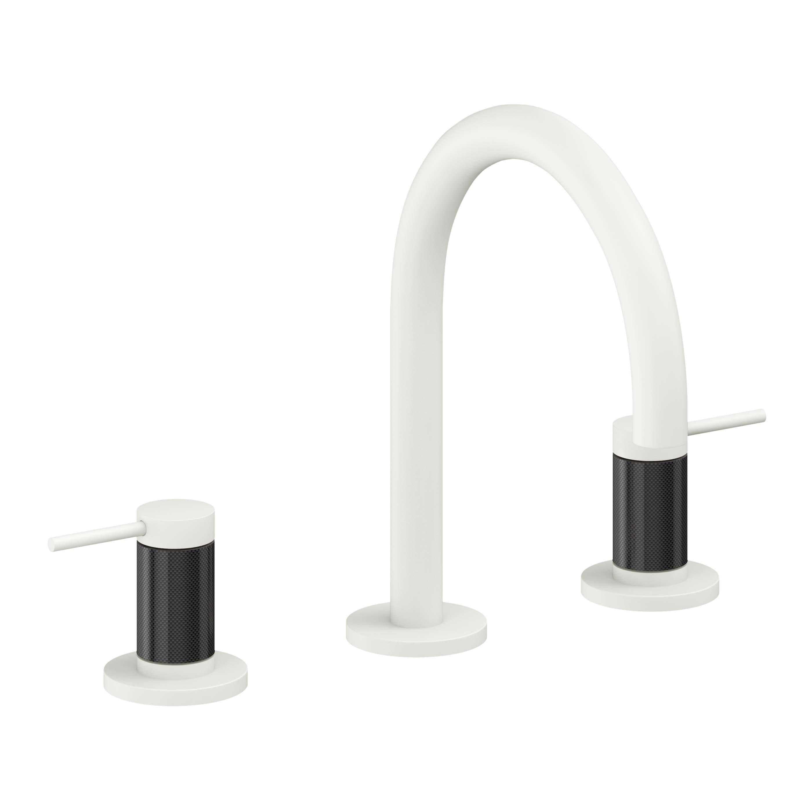 California Faucets D Street 8" Llave de Lavabo de 3 Orificios para Cubierta, con Dos Manerales - Palanca Redonda - Blanco Mate