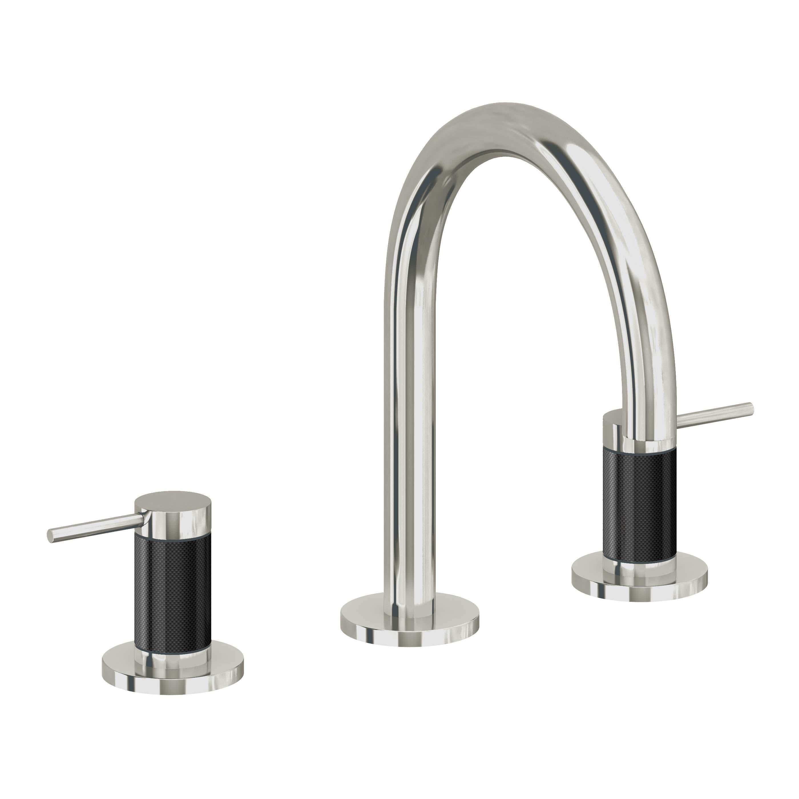 California Faucets D Street 8" Llave de Lavabo de 3 Orificios para Cubierta, con Dos Manerales - Palanca Redonda - Níquel Pulido