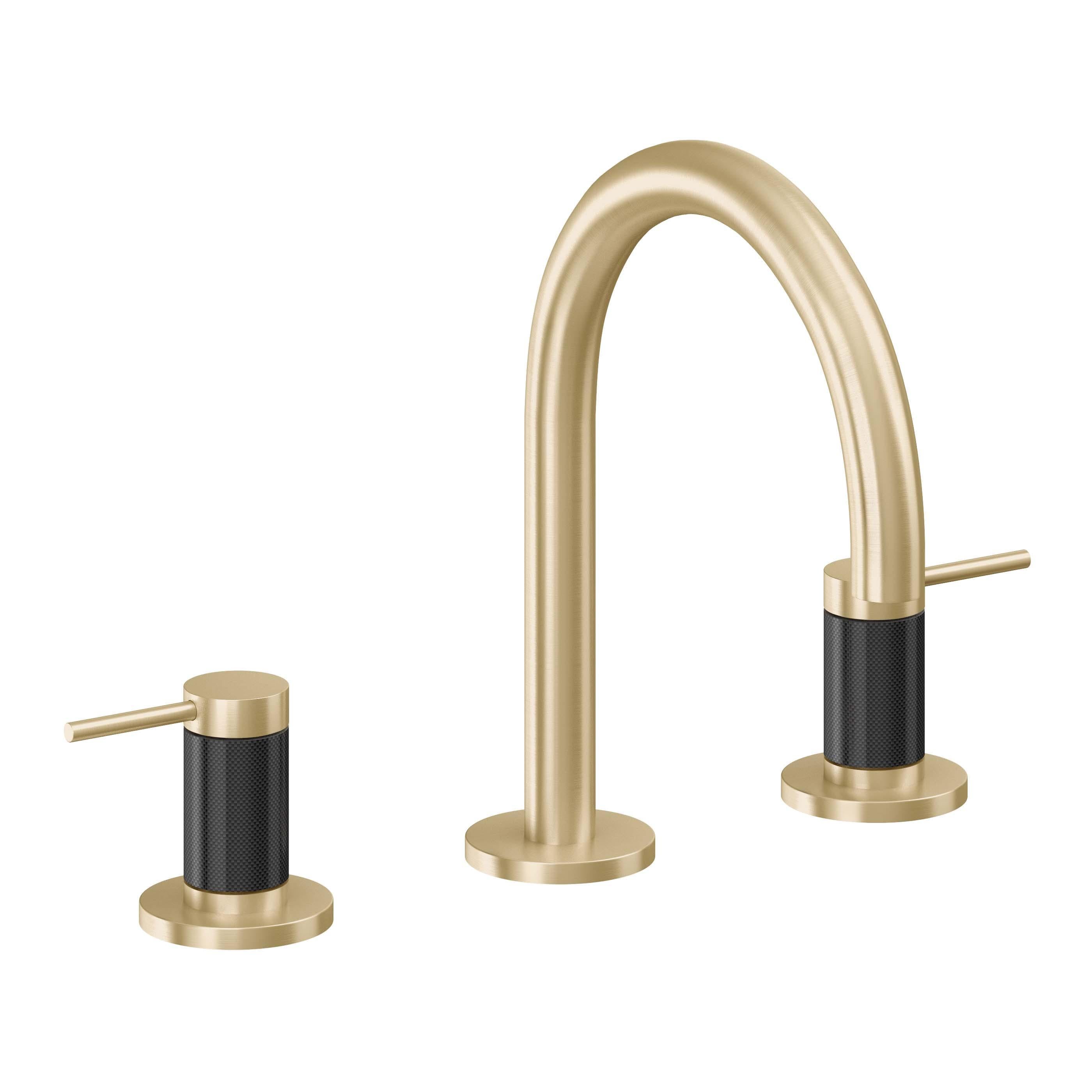 California Faucets D Street 8" Llave de Lavabo de 3 Orificios para Cubierta, con Dos Manerales - Palanca Redonda - Latón Satinado
