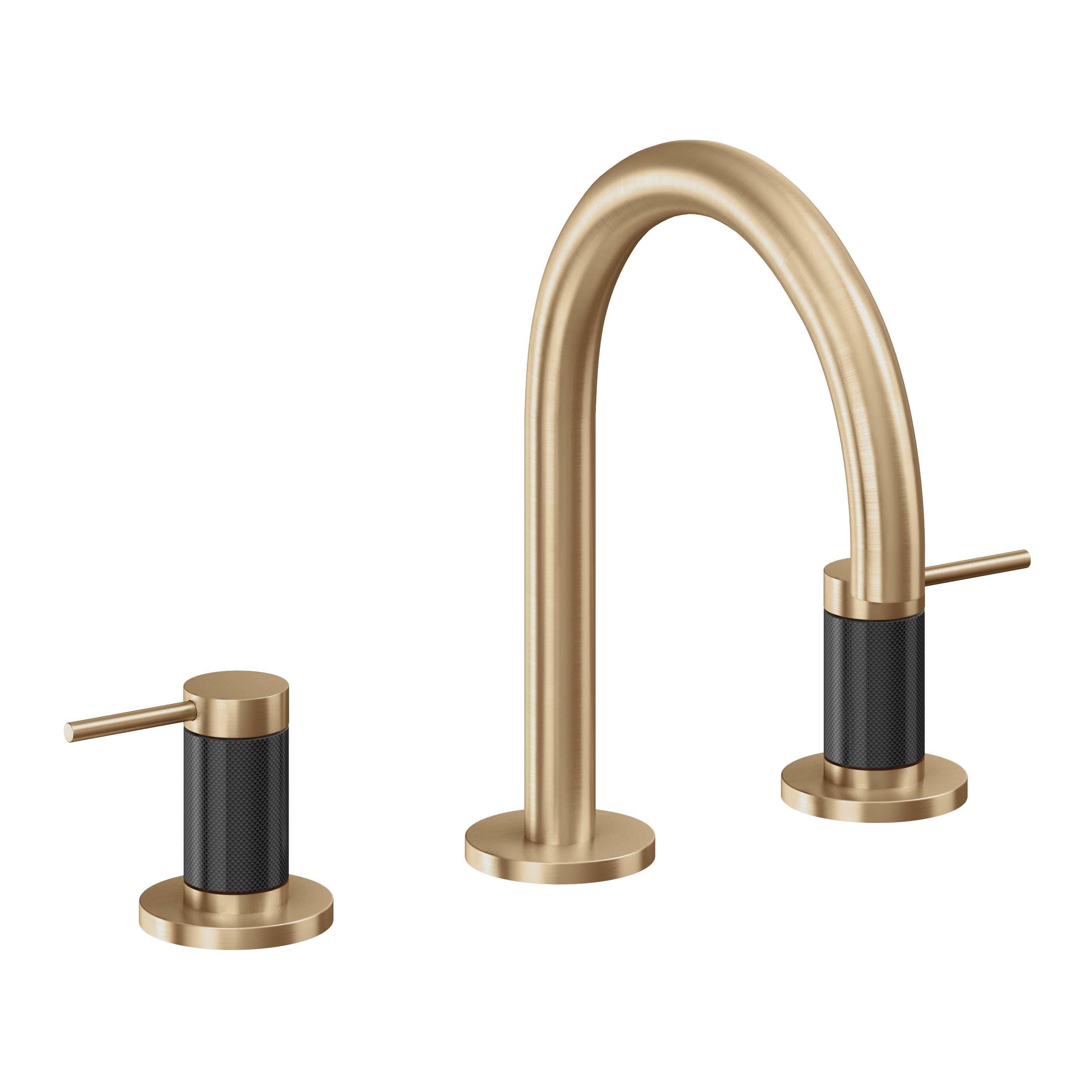 California Faucets D Street 8" Llave de Lavabo de 3 Orificios para Cubierta, con Dos Manerales - Palanca Redonda - Bronce Satinado