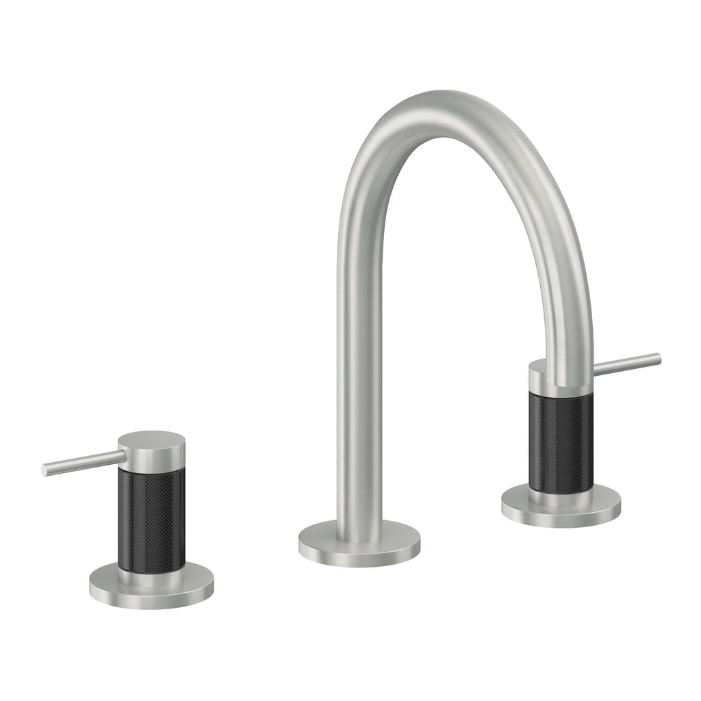 California Faucets D Street 8" Llave de Lavabo de 3 Orificios para Cubierta, con Dos Manerales - Palanca Redonda - Cromo Satinado