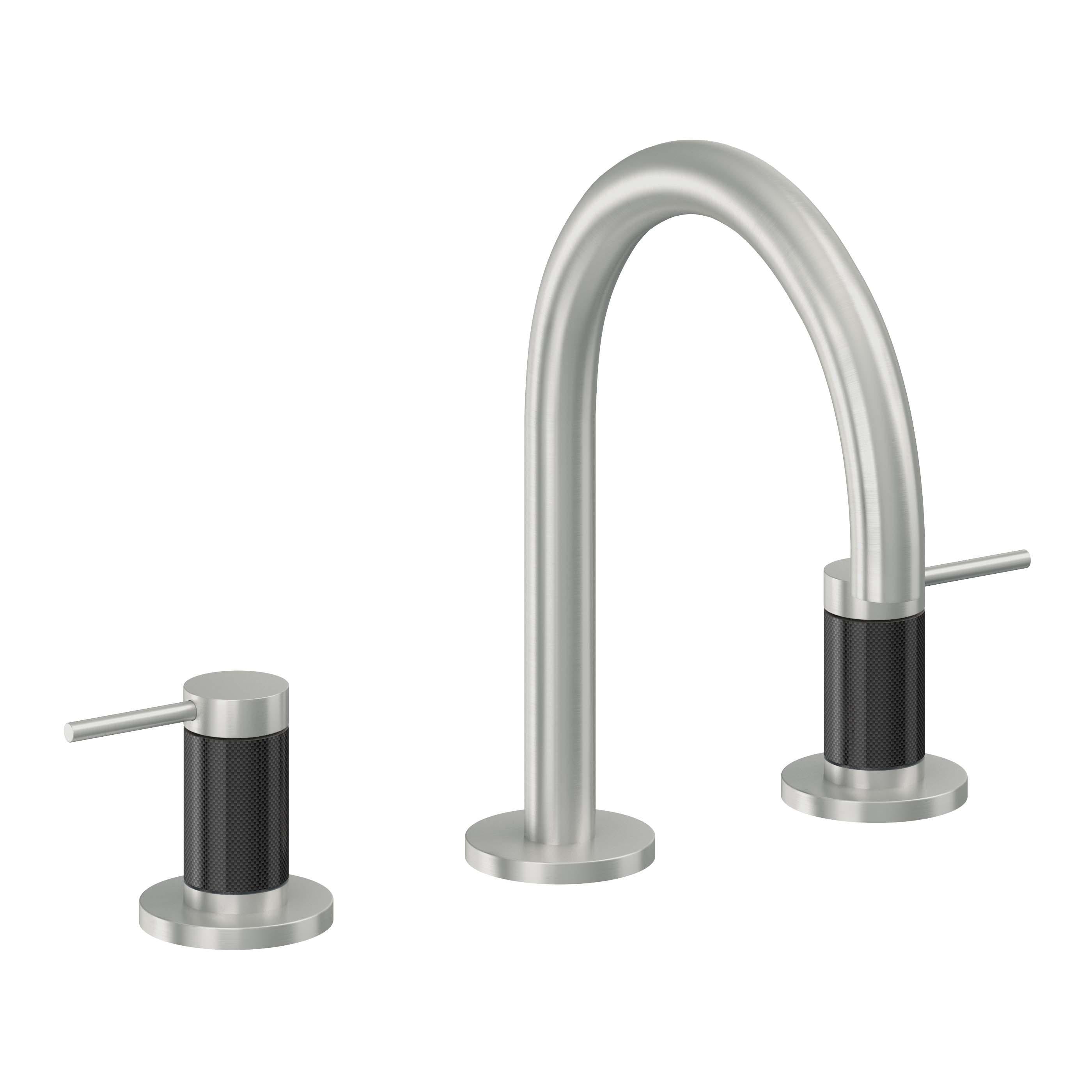 California Faucets D Street 8" Llave de Lavabo de 3 Orificios para Cubierta, con Dos Manerales - Palanca Redonda - Cromo Satinado