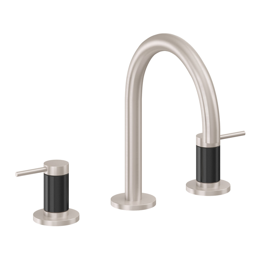 California Faucets D Street 8" Llave de Lavabo de 3 Orificios para Cubierta, con Dos Manerales - Palanca Redonda - Níquel Satinado