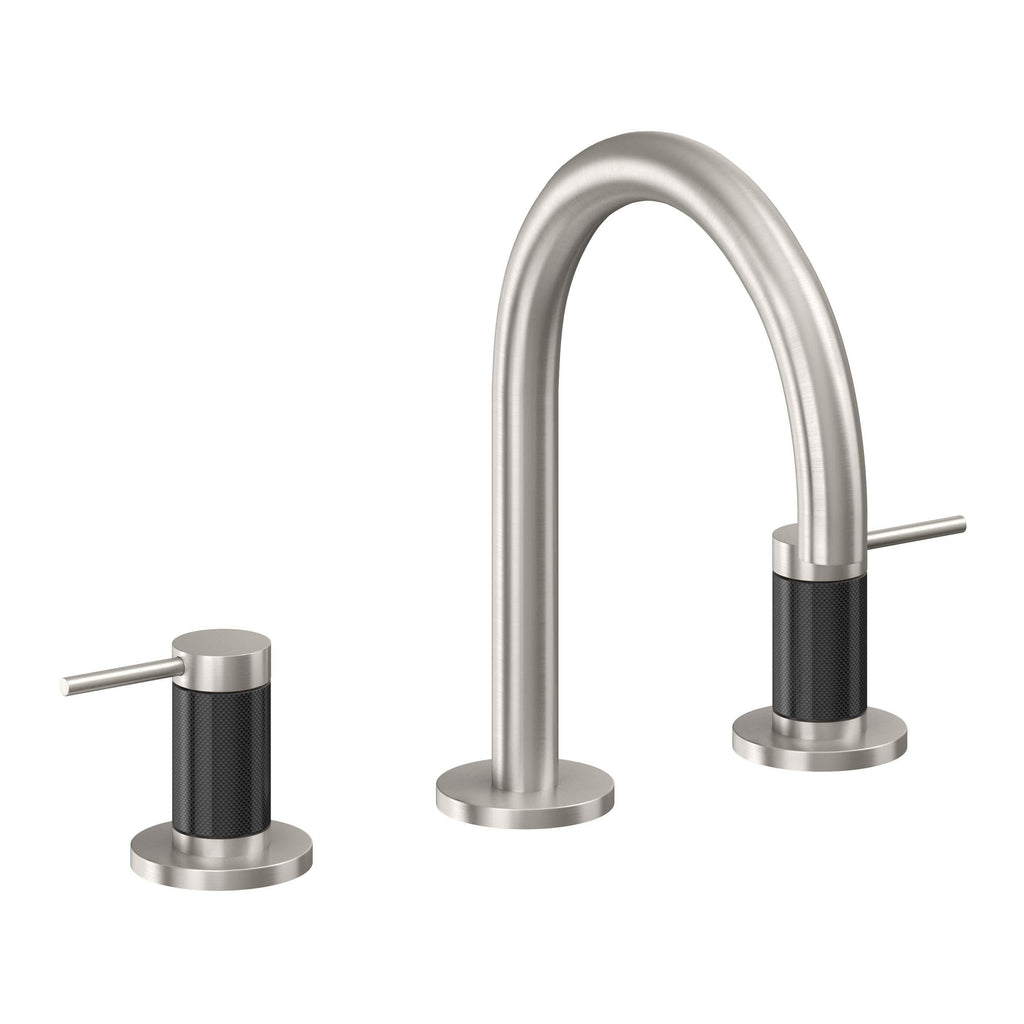 California Faucets D Street 8" Llave de Lavabo de 3 Orificios para Cubierta, con Dos Manerales - Palanca Redonda - Acero Inoxidable Ultra
