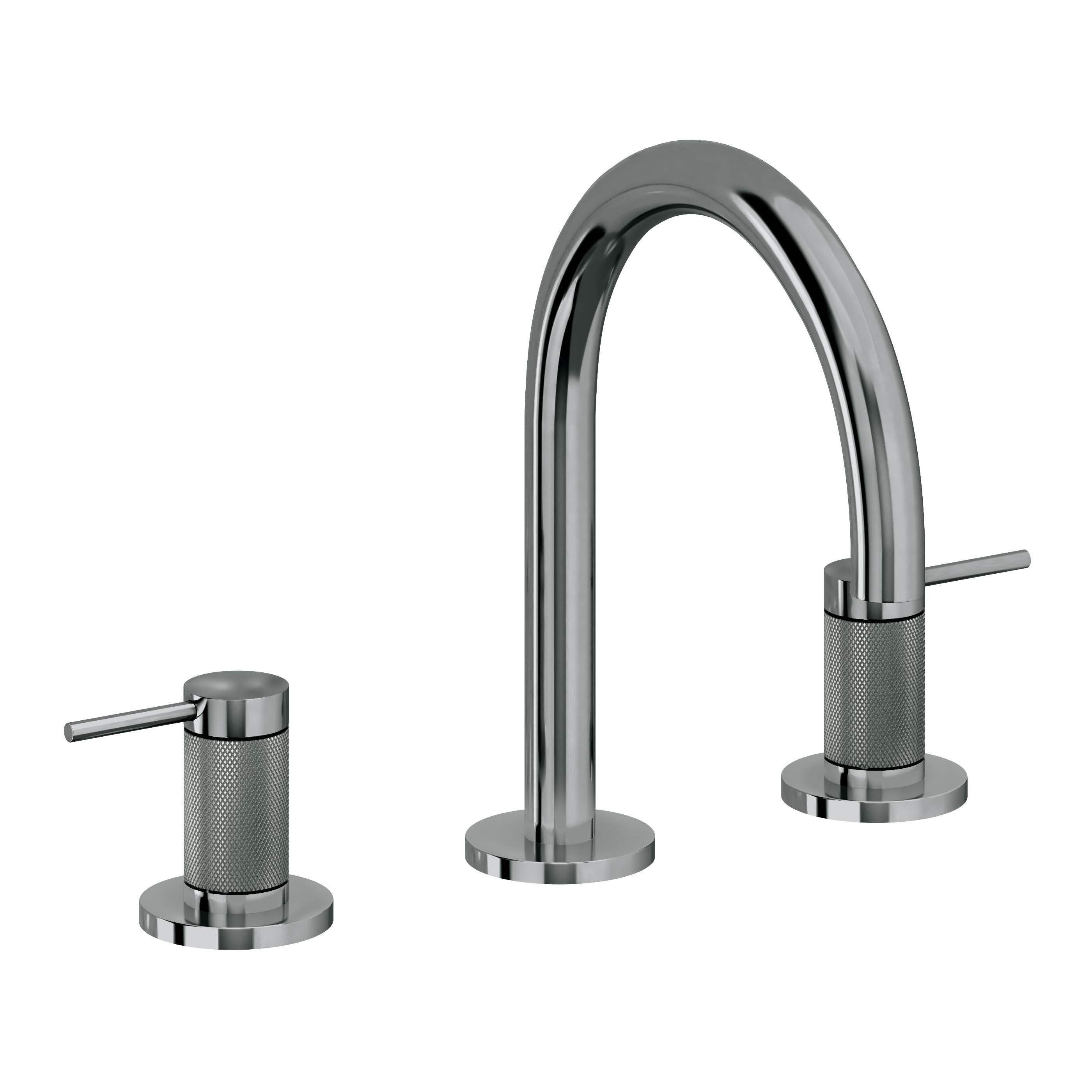California Faucets D Street 8" Llave de Lavabo de 3 Orificios para Cubierta, con Dos Manerales - Palanca Redonda - Níquel Negro