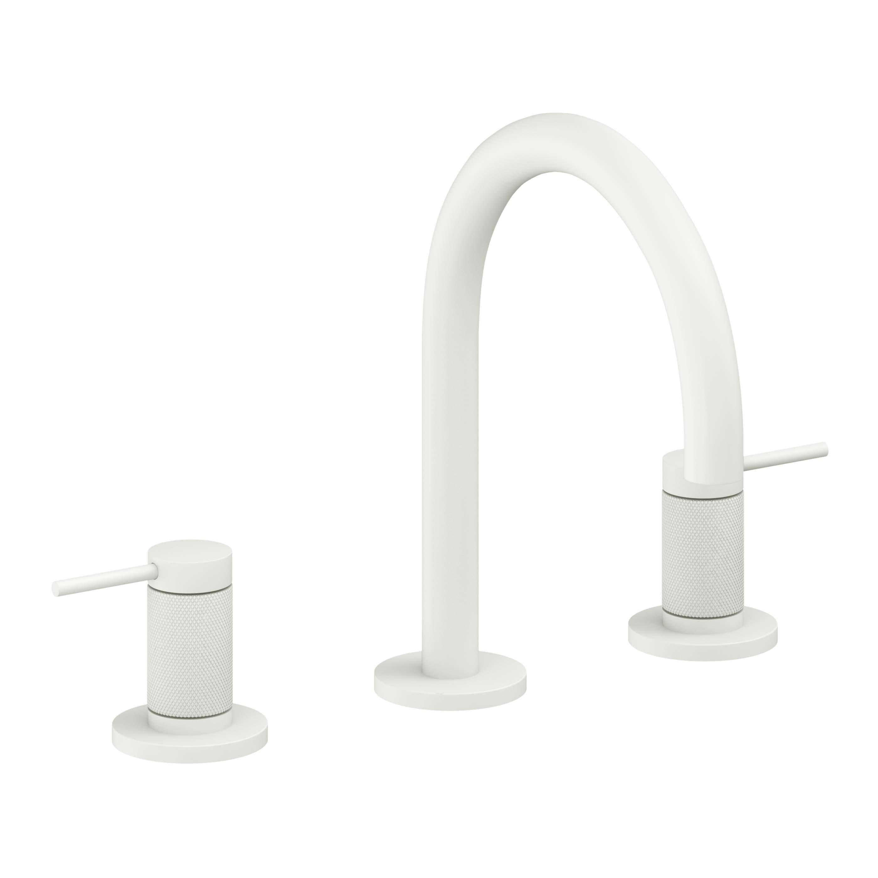 California Faucets D Street 8" Llave de Lavabo de 3 Orificios para Cubierta, con Dos Manerales - Palanca Redonda - Blanco Mate