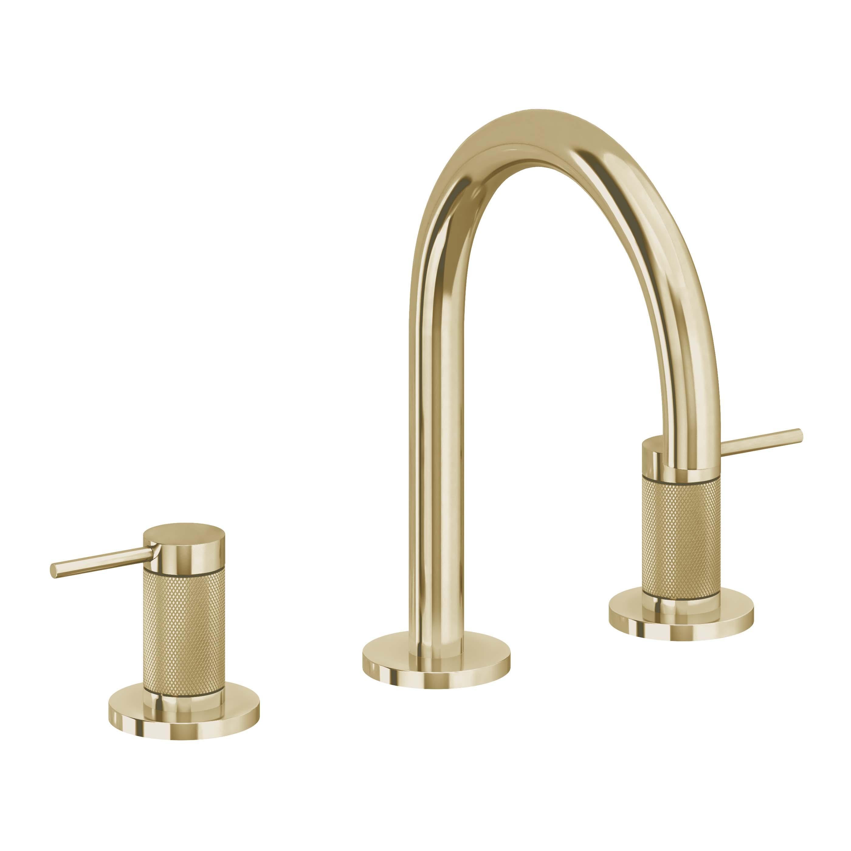 California Faucets D Street 8" Llave de Lavabo de 3 Orificios para Cubierta, con Dos Manerales - Palanca Redonda - Latón Pulido