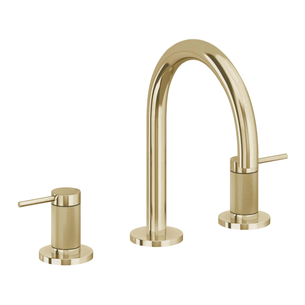 California Faucets D Street 8" Llave de Lavabo de 3 Orificios para Cubierta, con Dos Manerales - Palanca Redonda - Latón Pulido sin Recubrimiento