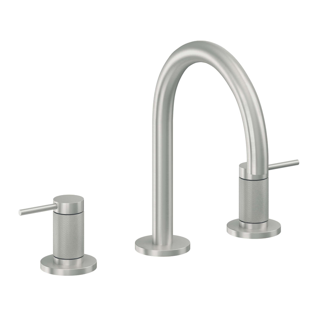 California Faucets D Street 8" Llave de Lavabo de 3 Orificios para Cubierta, con Dos Manerales - Palanca Redonda - Cromo Satinado