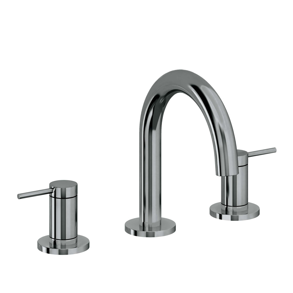 California Faucets D Street 8" Llave de Lavabo de 3 Orificios para Cubierta, con Dos Manerales - Palanca Redonda - Níquel Negro