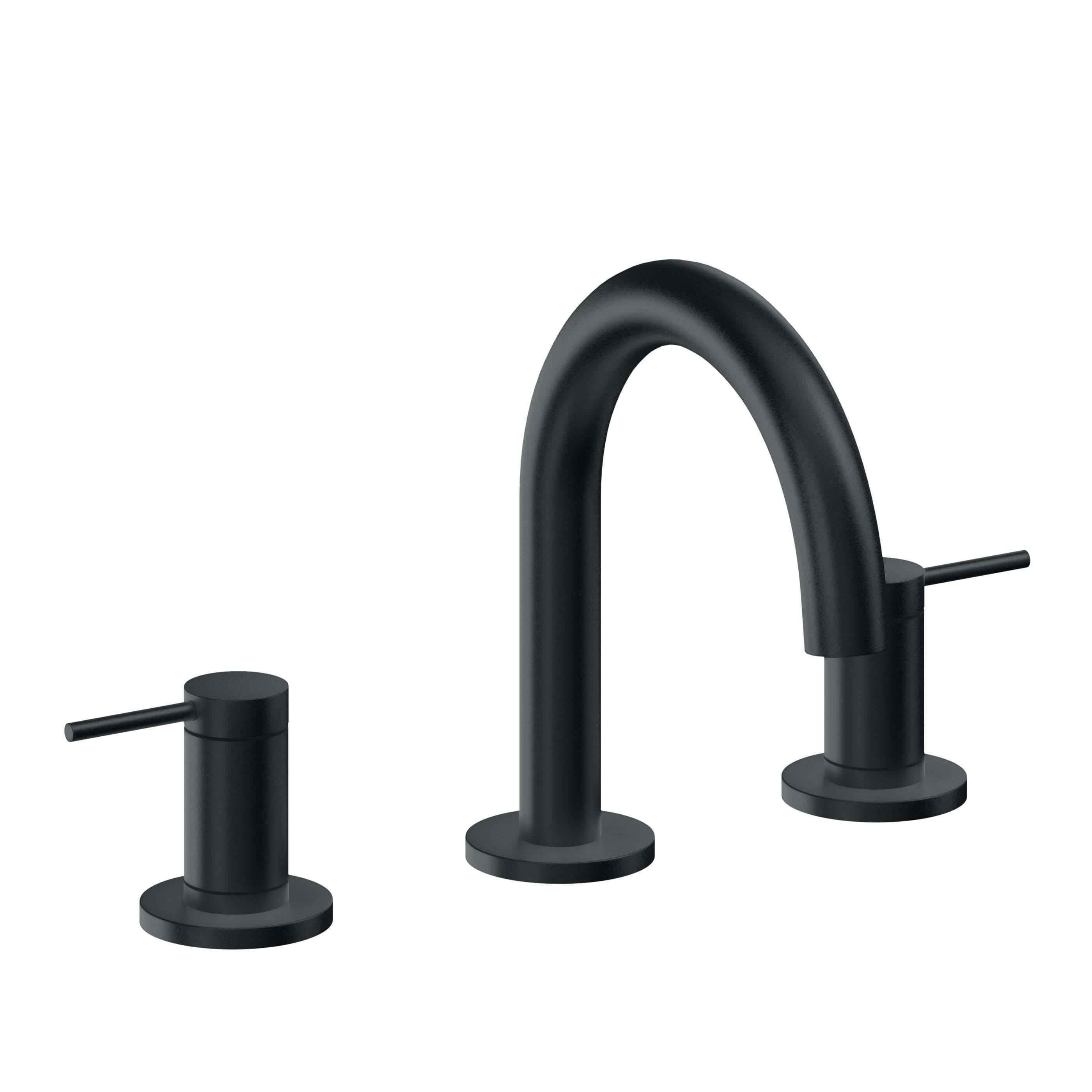 California Faucets D Street 8" Llave de Lavabo de 3 Orificios para Cubierta, con Dos Manerales - Palanca Redonda - Carbón