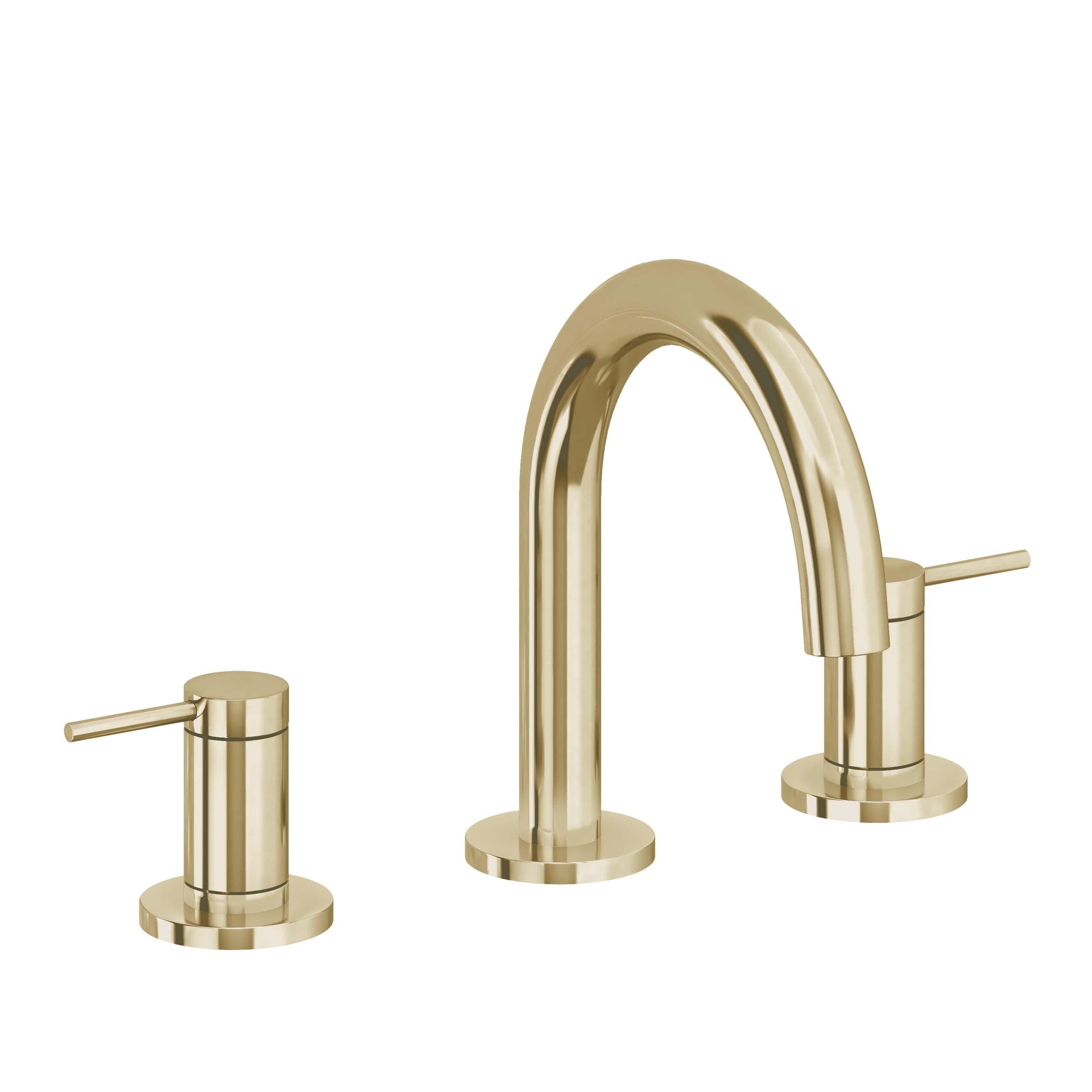 California Faucets D Street 8" Llave de Lavabo de 3 Orificios para Cubierta, con Dos Manerales - Palanca Redonda - Latón Pulido sin Recubrimiento