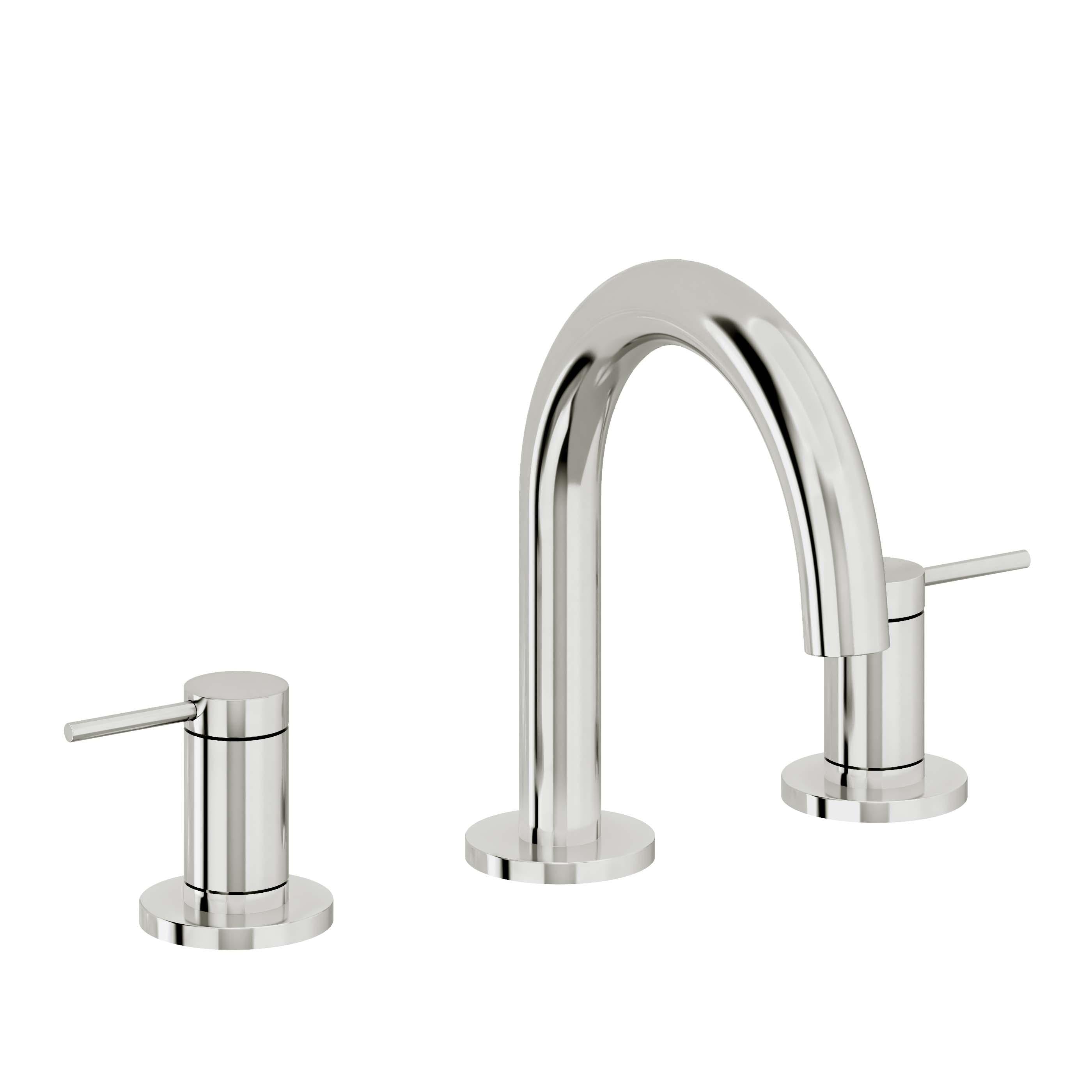 California Faucets D Street 8" Llave de Lavabo de 3 Orificios para Cubierta, con Dos Manerales - Palanca Redonda - Cromo Pulido