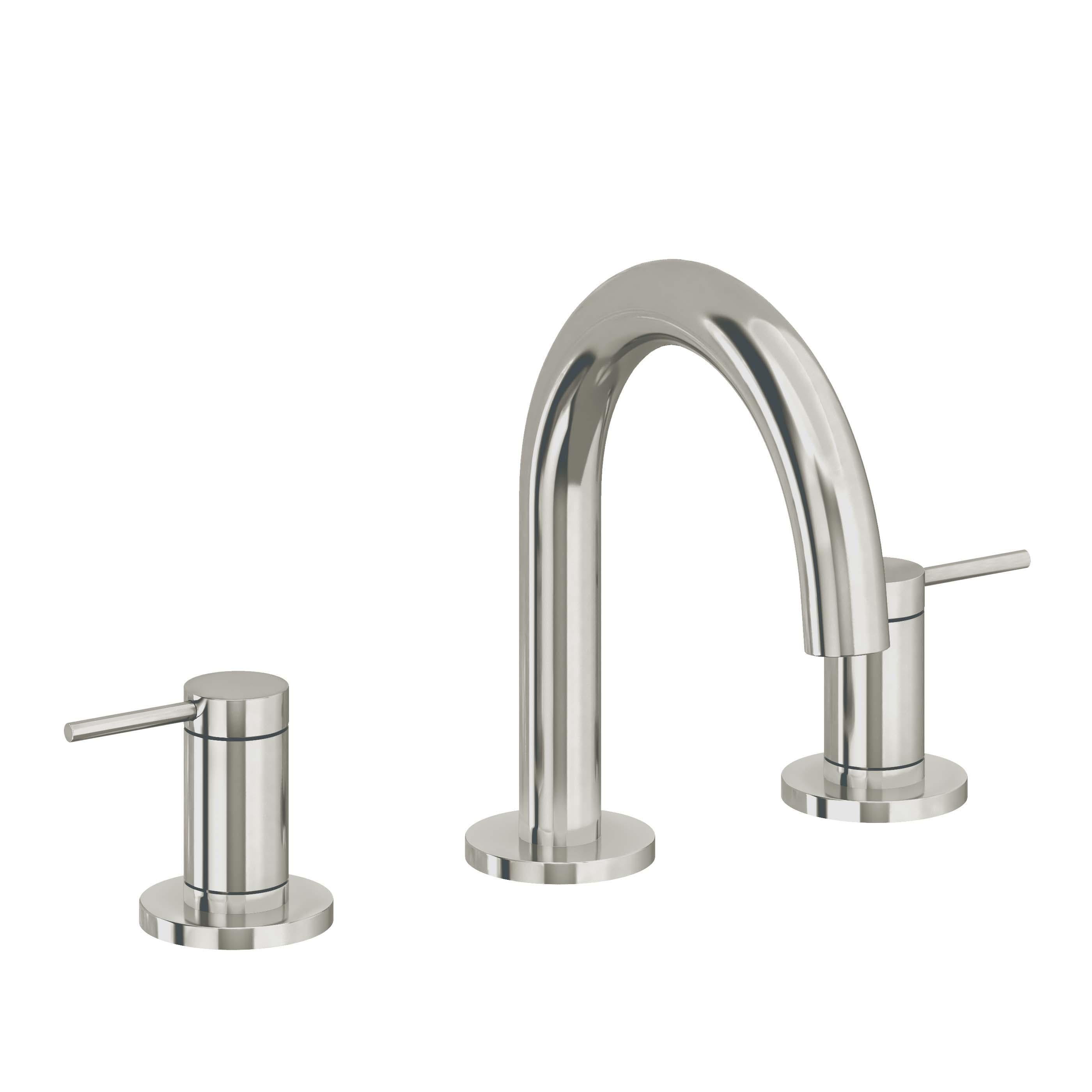 California Faucets D Street 8" Llave de Lavabo de 3 Orificios para Cubierta, con Dos Manerales - Palanca Redonda - Níquel Pulido
