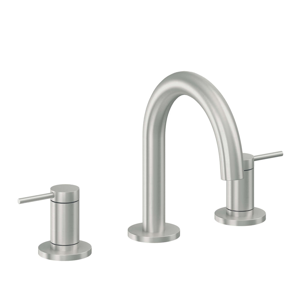 California Faucets D Street 8" Llave de Lavabo de 3 Orificios para Cubierta, con Dos Manerales - Palanca Redonda - Cromo Satinado