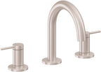 California Faucets D Street 8" Llave de Lavabo de 3 Orificios para Cubierta, con Dos Manerales - Palanca Redonda - Níquel Satinado