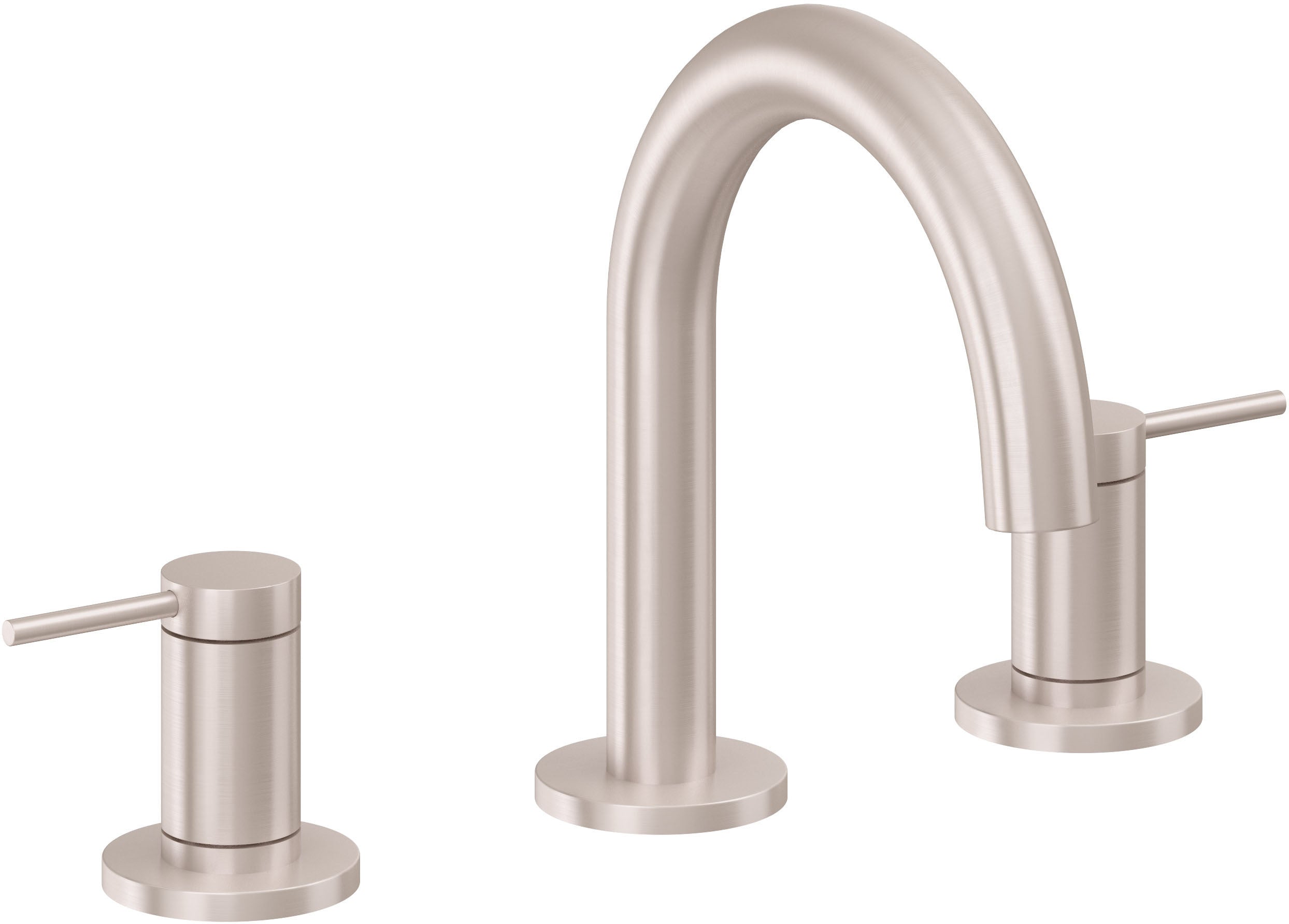 California Faucets D Street 8" Llave de Lavabo de 3 Orificios para Cubierta, con Dos Manerales - Palanca Redonda - Níquel Satinado
