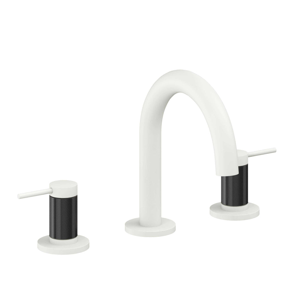 California Faucets D Street 8" Llave de Lavabo de 3 Orificios para Cubierta, con Dos Manerales - Palanca Redonda - Blanco Mate