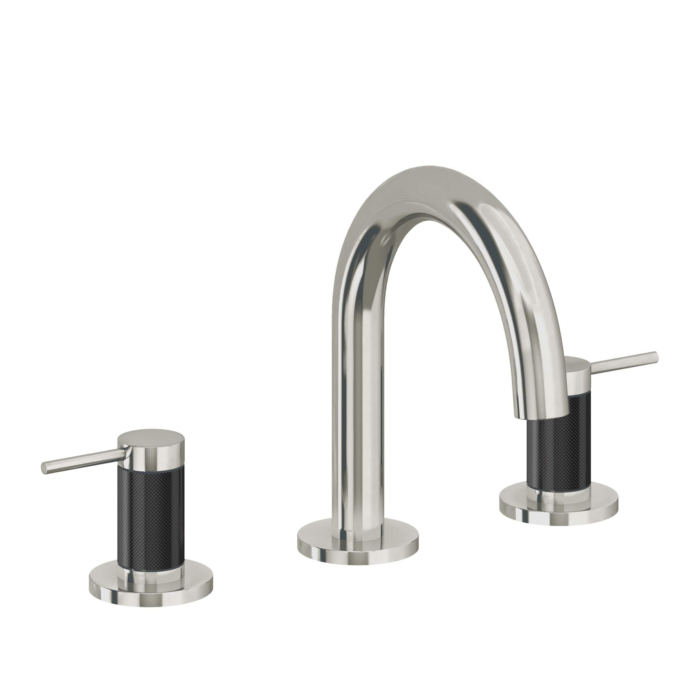 California Faucets D Street 8" Llave de Lavabo de 3 Orificios para Cubierta, con Dos Manerales - Palanca Redonda - Níquel Pulido