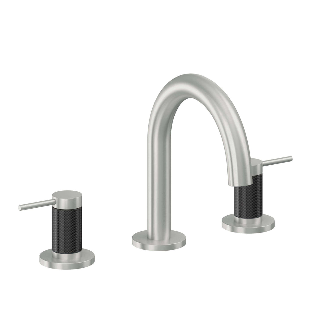 California Faucets D Street 8" Llave de Lavabo de 3 Orificios para Cubierta, con Dos Manerales - Palanca Redonda - Cromo Satinado