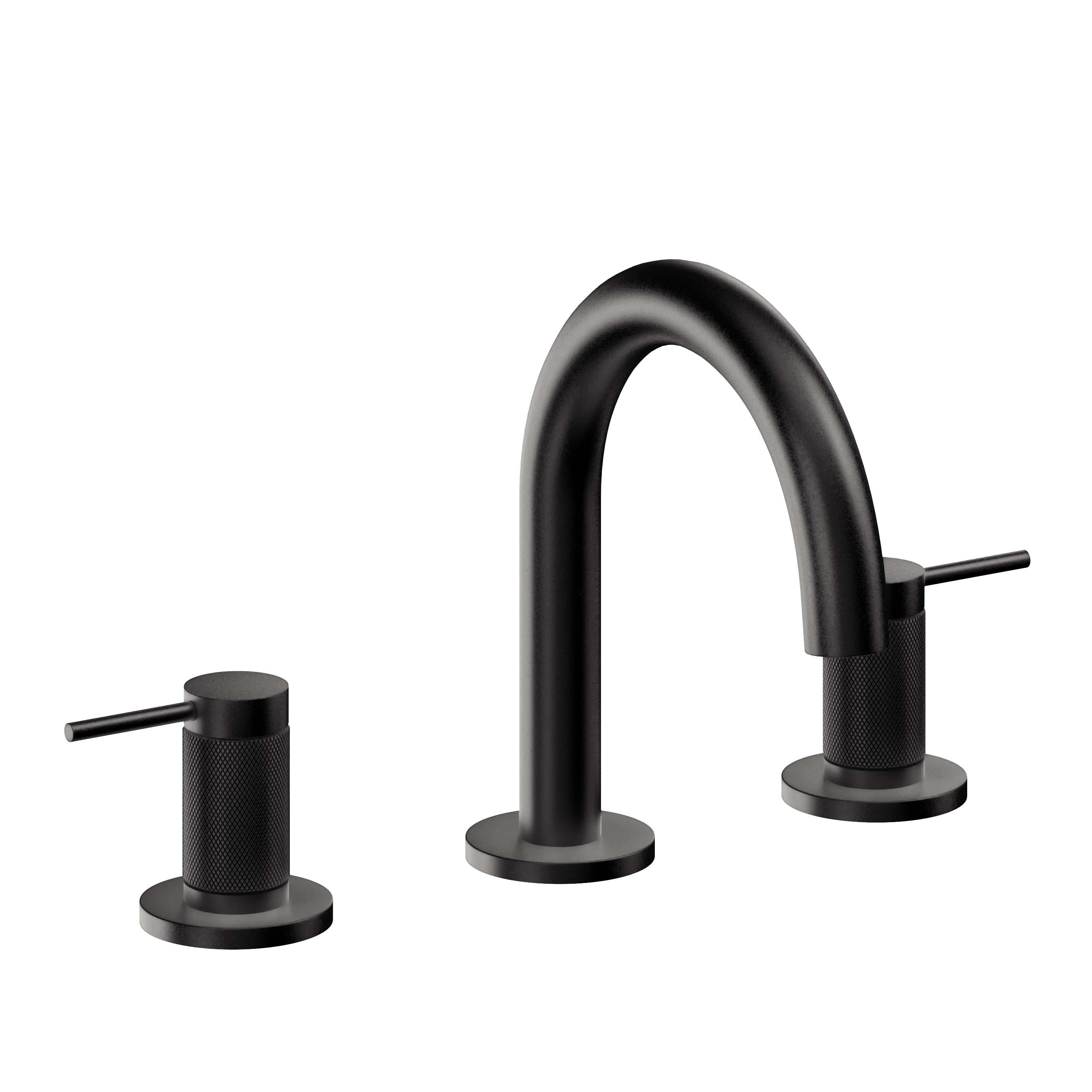 California Faucets D Street 8" Llave de Lavabo de 3 Orificios para Cubierta, con Dos Manerales - Palanca Redonda - Negro Mate