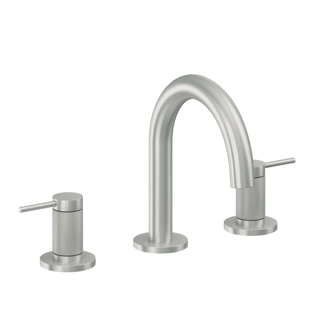 California Faucets D Street 8" Llave de Lavabo de 3 Orificios para Cubierta, con Dos Manerales - Palanca Redonda - Cromo Satinado