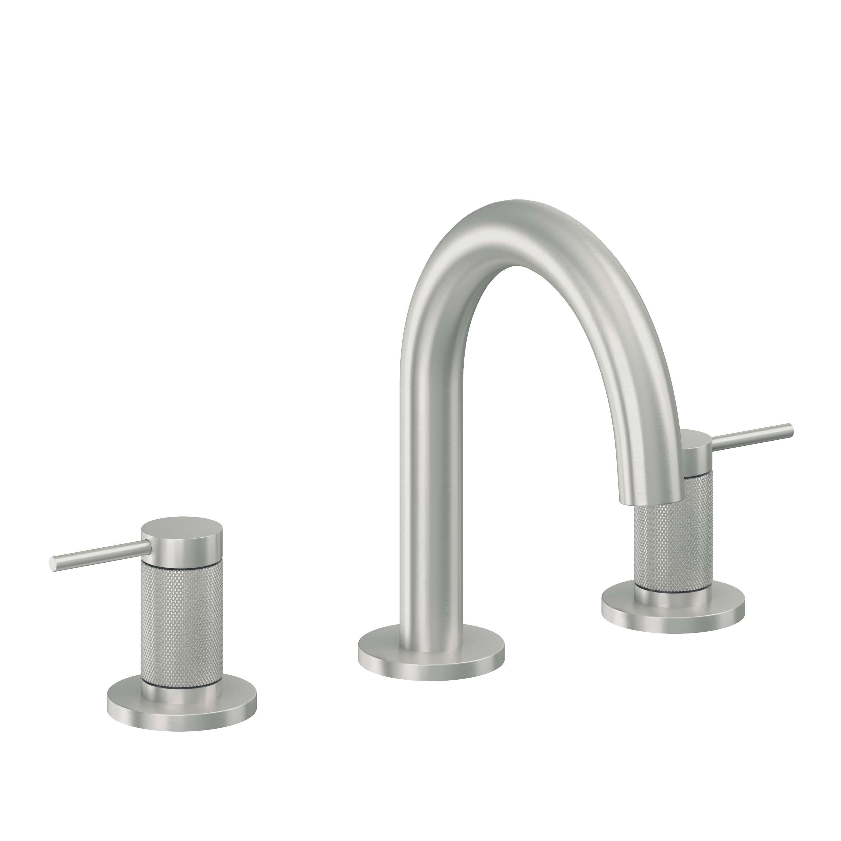 California Faucets D Street 8" Llave de Lavabo de 3 Orificios para Cubierta, con Dos Manerales - Palanca Redonda - Cromo Satinado