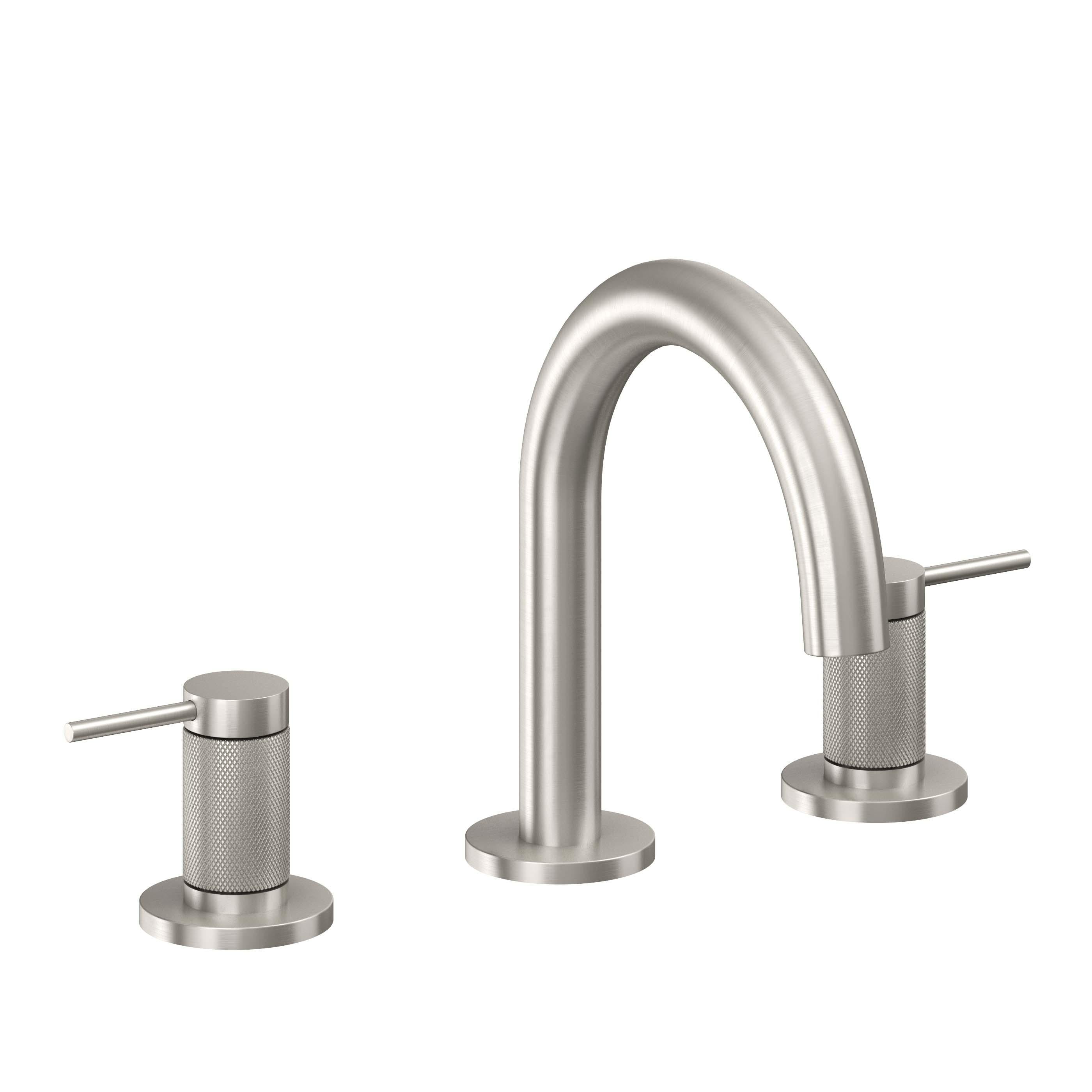 California Faucets D Street 8" Llave de Lavabo de 3 Orificios para Cubierta, con Dos Manerales - Palanca Redonda - Acero Inoxidable Ultra