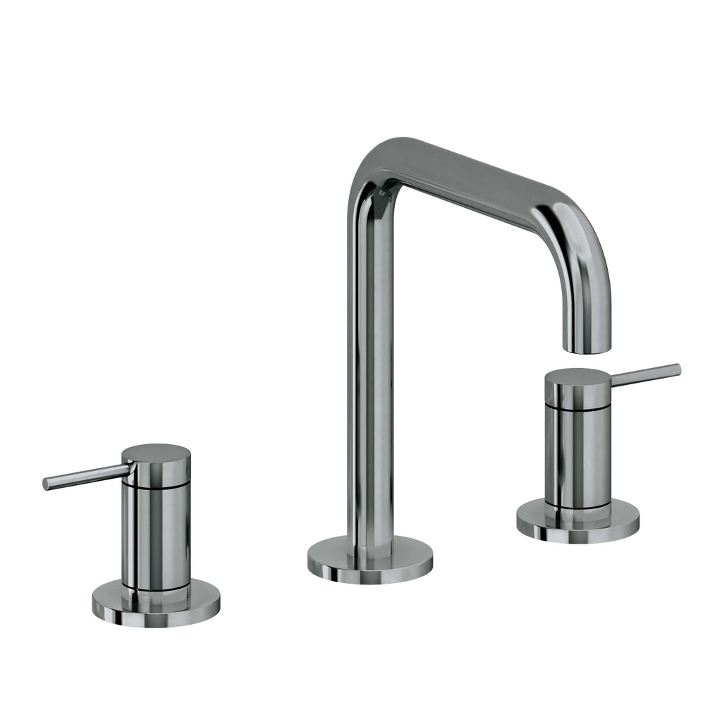 California Faucets D Street 8" Llave de Lavabo de 3 Orificios para Cubierta, con Dos Manerales - Palanca Redonda - Níquel Negro